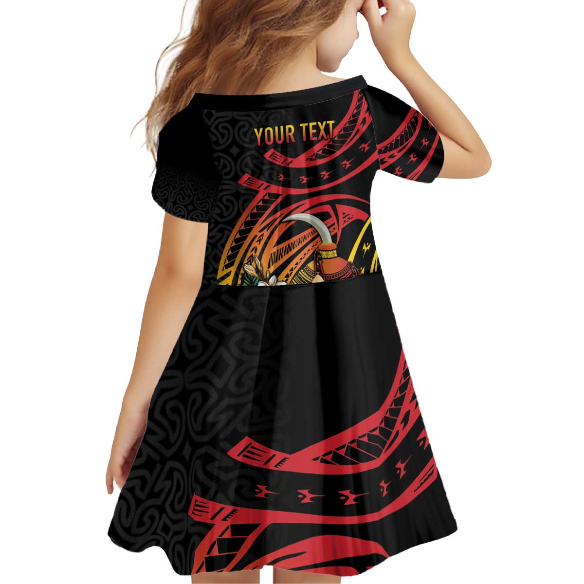 Personalized Milne Bay Kid Short Sleeve Dress PNG Lime Pot with Oro Tapa
