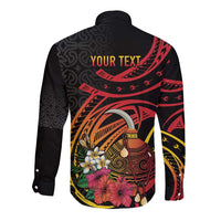 Personalized Milne Bay Long Sleeve Button Shirt PNG Lime Pot with Oro Tapa