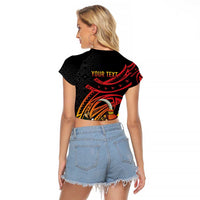 Personalized Milne Bay Raglan Cropped T Shirt PNG Lime Pot with Oro Tapa LT7 - Polynesian Pride