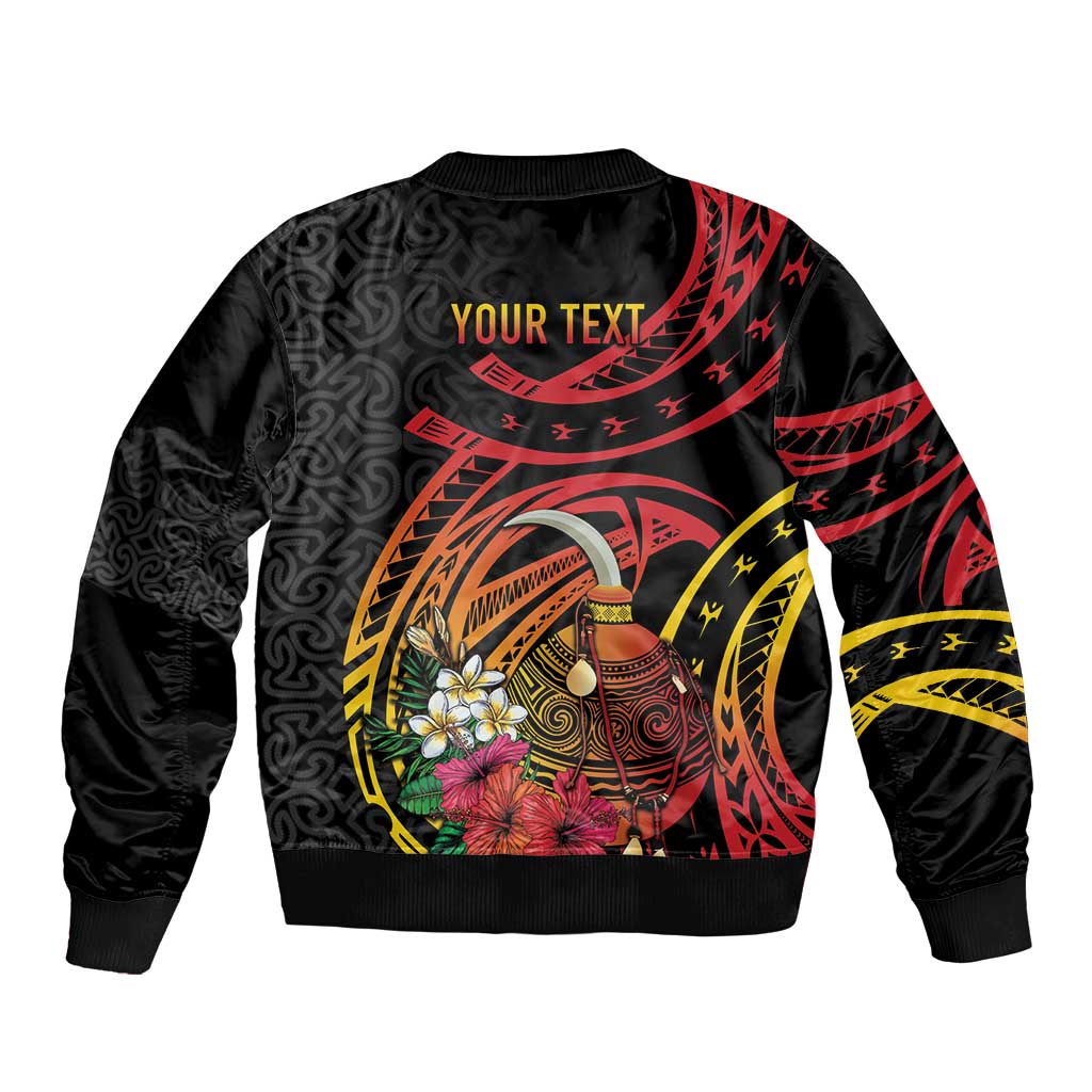 Personalized Milne Bay Sleeve Zip Bomber Jacket PNG Lime Pot with Oro Tapa