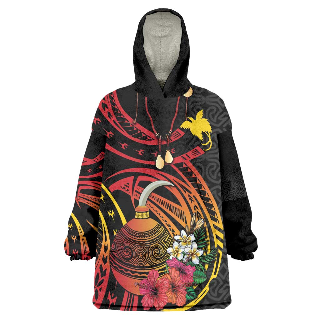 Personalized Milne Bay Wearable Blanket Hoodie PNG Lime Pot with Oro Tapa