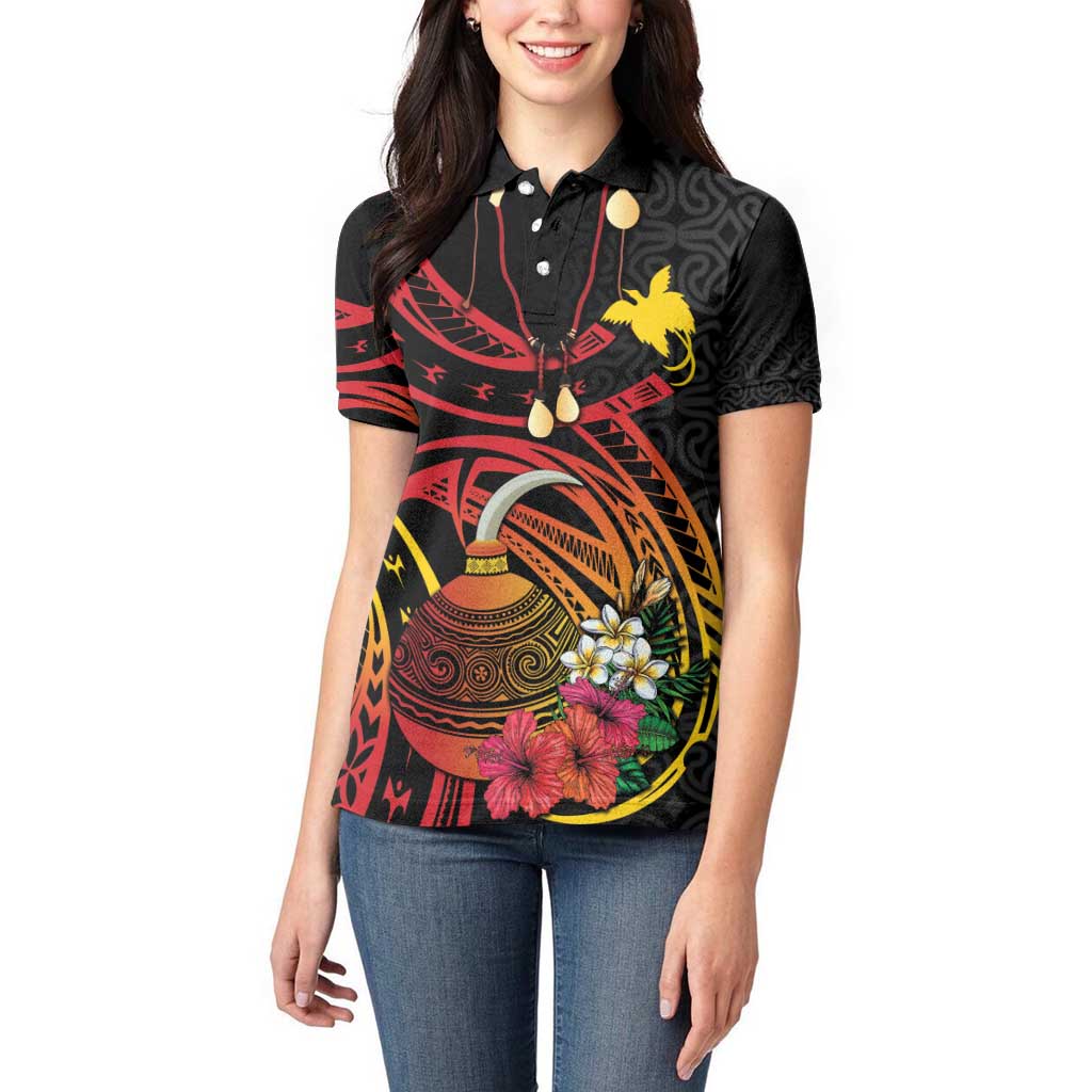 Personalized Milne Bay Women Polo Shirt PNG Lime Pot with Oro Tapa