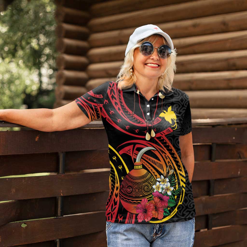 Personalized Milne Bay Women Polo Shirt PNG Lime Pot with Oro Tapa