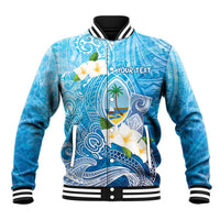 Hafa Adai Guam Chamorro Personalized Baseball Jacket Ocean Blue Latte Stone with Guasali - Polynesian Pride