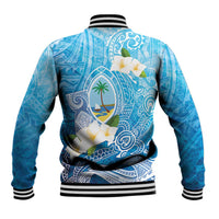 Hafa Adai Guam Chamorro Personalized Baseball Jacket Ocean Blue Latte Stone with Guasali - Polynesian Pride