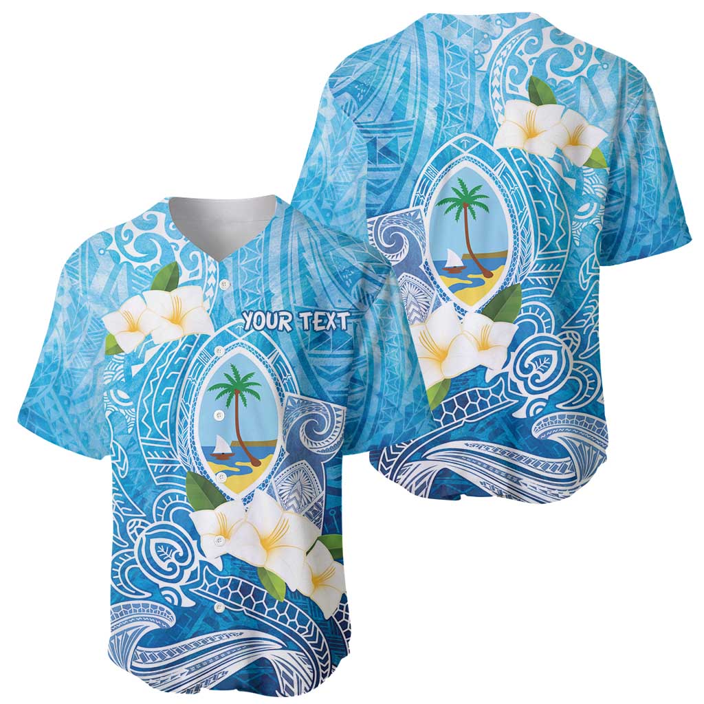 Hafa Adai Guam Chamorro Personalized Baseball Jersey Ocean Blue Latte Stone with Guasali - Polynesian Pride