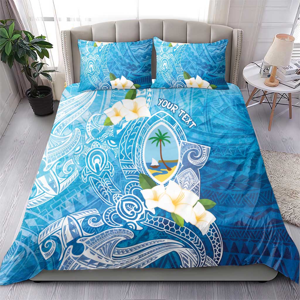 Hafa Adai Guam Chamorro Personalized Bedding Set Ocean Blue Latte Stone with Guasali - Polynesian Pride