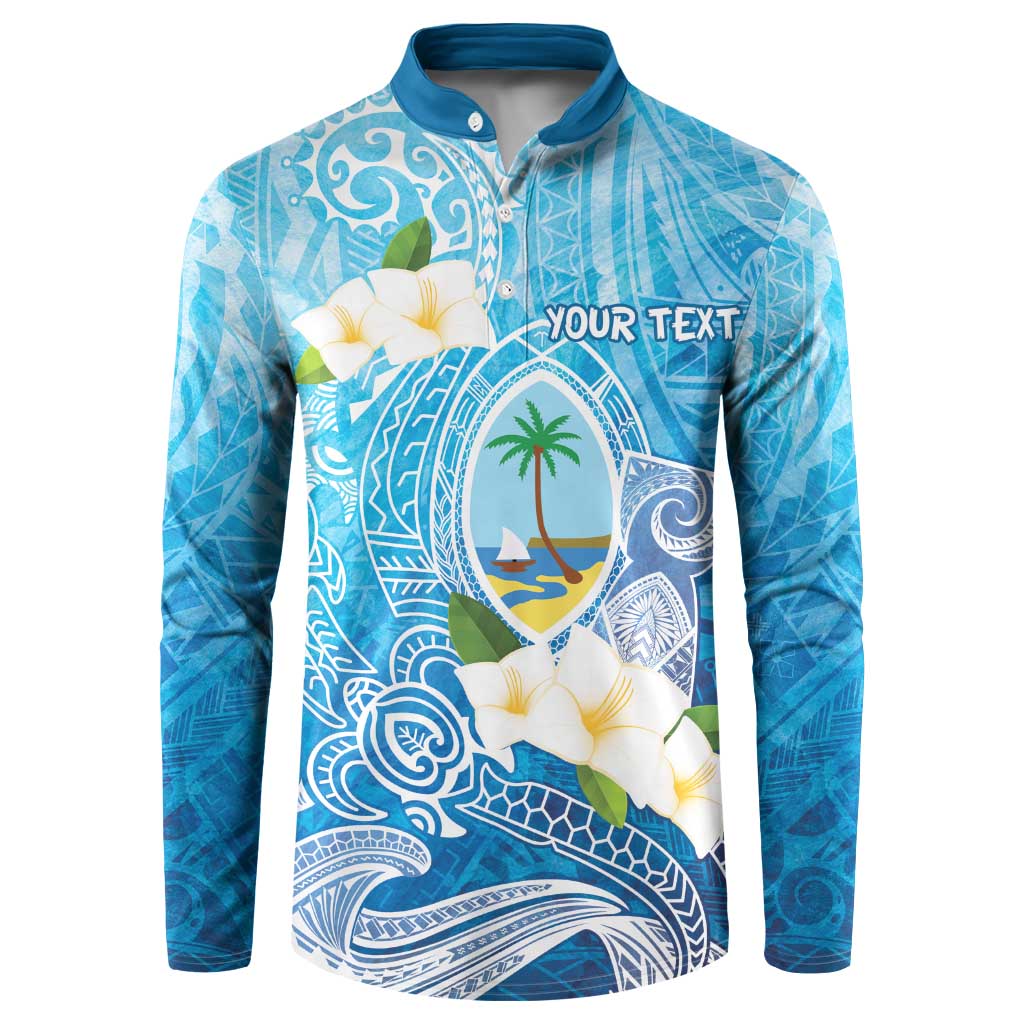 Hafa Adai Guam Chamorro Personalized Button Sweatshirt Ocean Blue Latte Stone with Guasali - Polynesian Pride