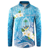 Hafa Adai Guam Chamorro Personalized Button Sweatshirt Ocean Blue Latte Stone with Guasali - Polynesian Pride