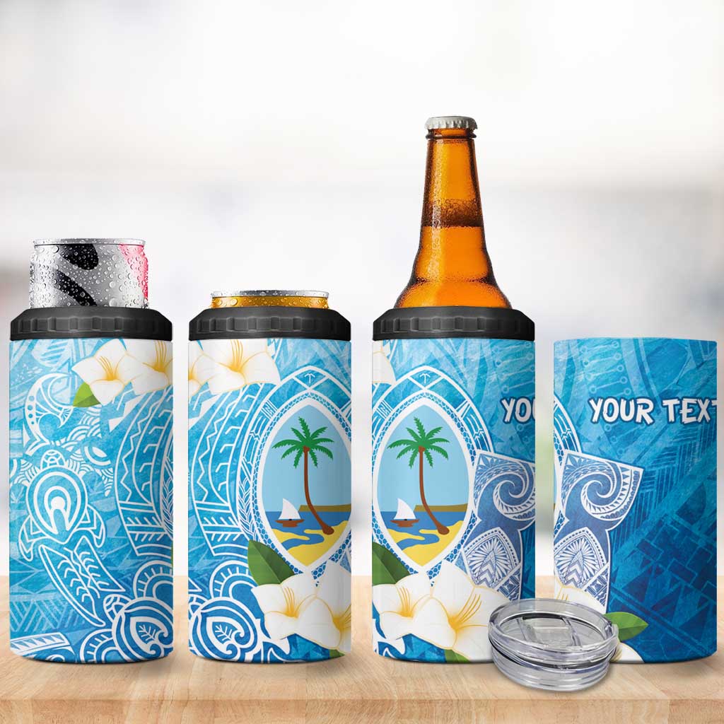 Hafa Adai Guam Chamorro Personalized 4 in 1 Can Cooler Tumbler Ocean Blue Latte Stone with Guasali - Polynesian Pride