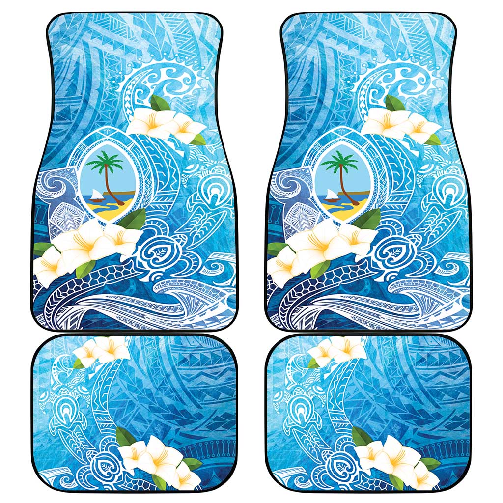Hafa Adai Guam Chamorro Personalized Car Mats Ocean Blue Latte Stone with Guasali - Polynesian Pride