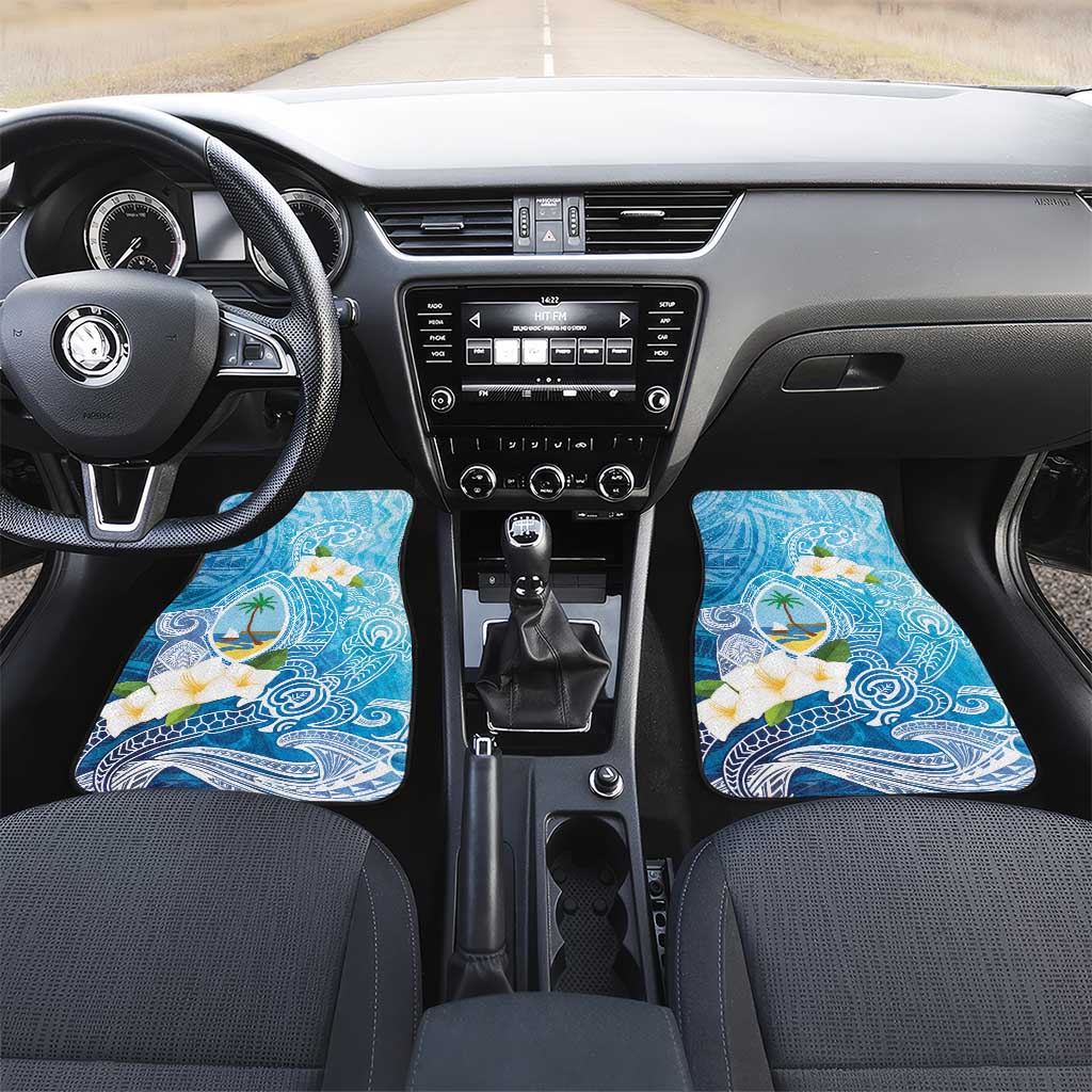 Hafa Adai Guam Chamorro Personalized Car Mats Ocean Blue Latte Stone with Guasali - Polynesian Pride