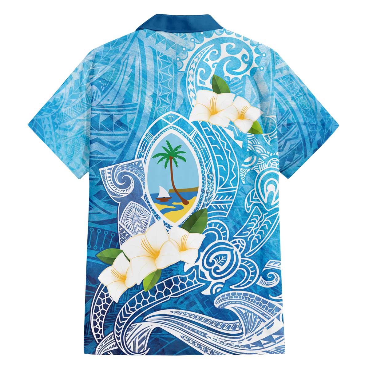 Hafa Adai Guam Chamorro Personalized Family Matching Off The Shoulder Long Sleeve Dress and Hawaiian Shirt Ocean Blue Latte Stone with Guasali - Polynesian Pride