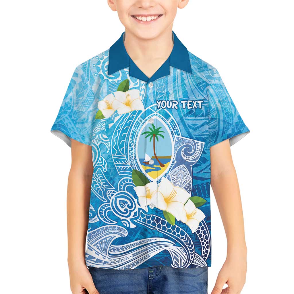 Hafa Adai Guam Chamorro Personalized Family Matching Off Shoulder Short Dress and Hawaiian Shirt Ocean Blue Latte Stone with Guasali - Polynesian Pride