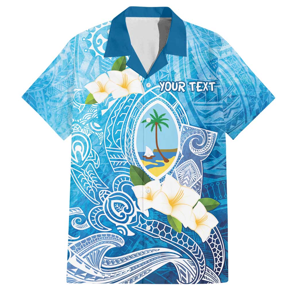 Hafa Adai Guam Chamorro Personalized Family Matching Puletasi and Hawaiian Shirt Ocean Blue Latte Stone with Guasali - Polynesian Pride