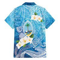Hafa Adai Guam Chamorro Personalized Family Matching Puletasi and Hawaiian Shirt Ocean Blue Latte Stone with Guasali - Polynesian Pride