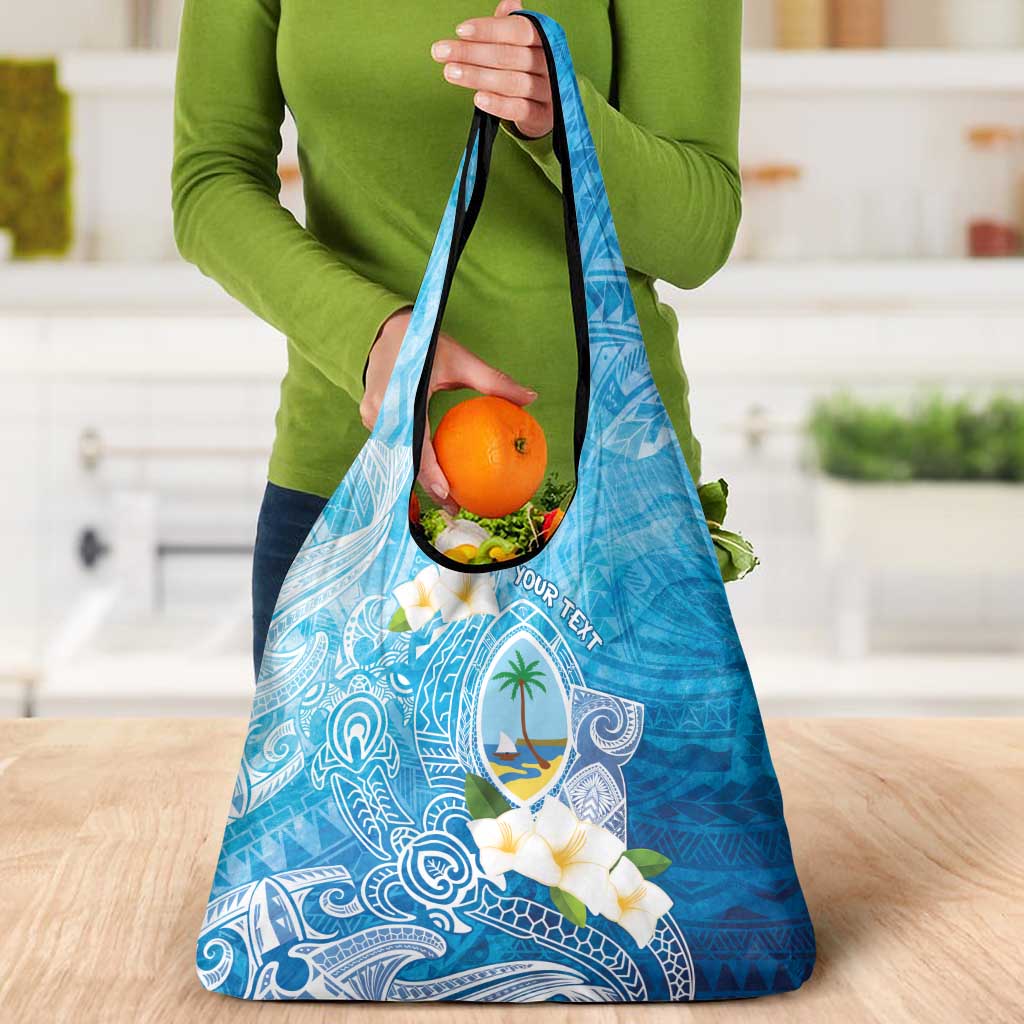 Hafa Adai Guam Chamorro Personalized Grocery Bag Ocean Blue Latte Stone with Guasali - Polynesian Pride