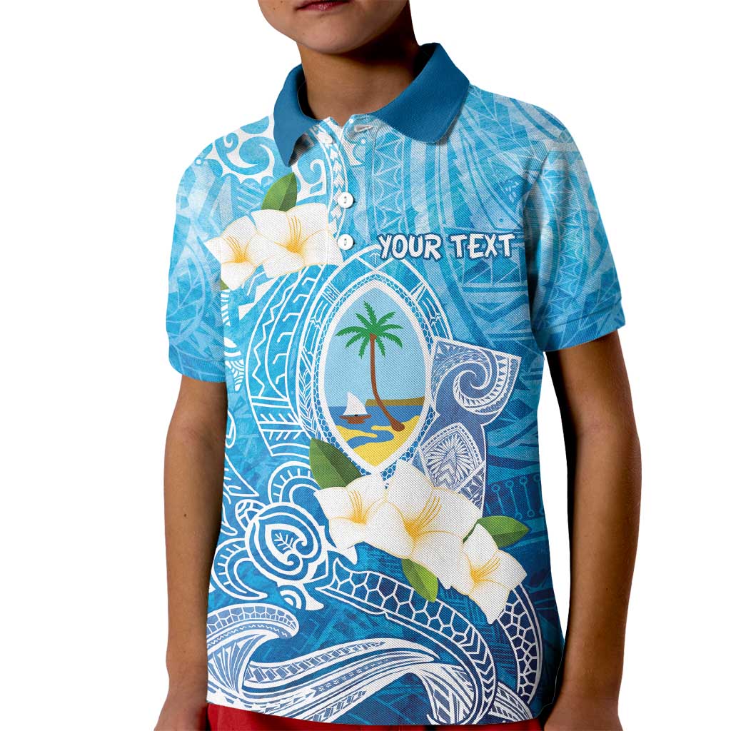 Hafa Adai Guam Chamorro Personalized Kid Polo Shirt Ocean Blue Latte Stone with Guasali - Polynesian Pride