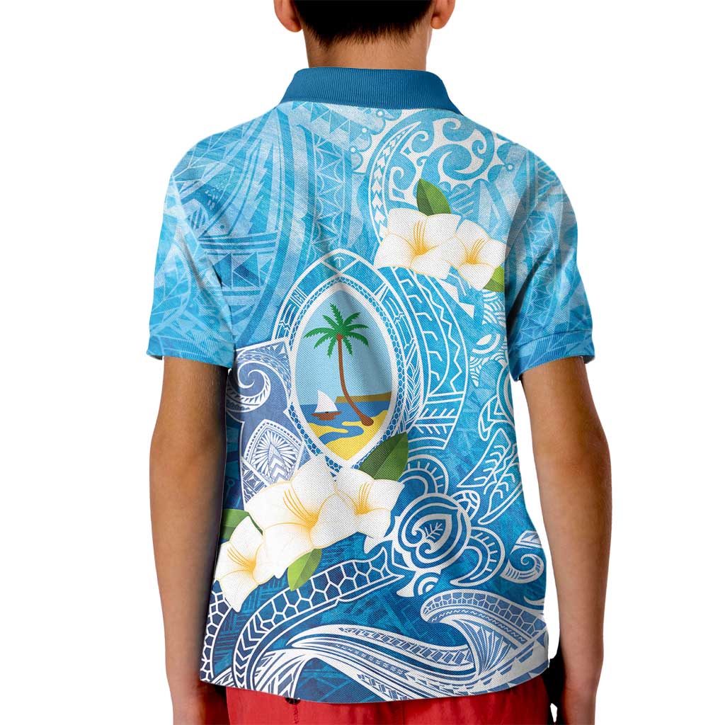 Hafa Adai Guam Chamorro Personalized Kid Polo Shirt Ocean Blue Latte Stone with Guasali - Polynesian Pride