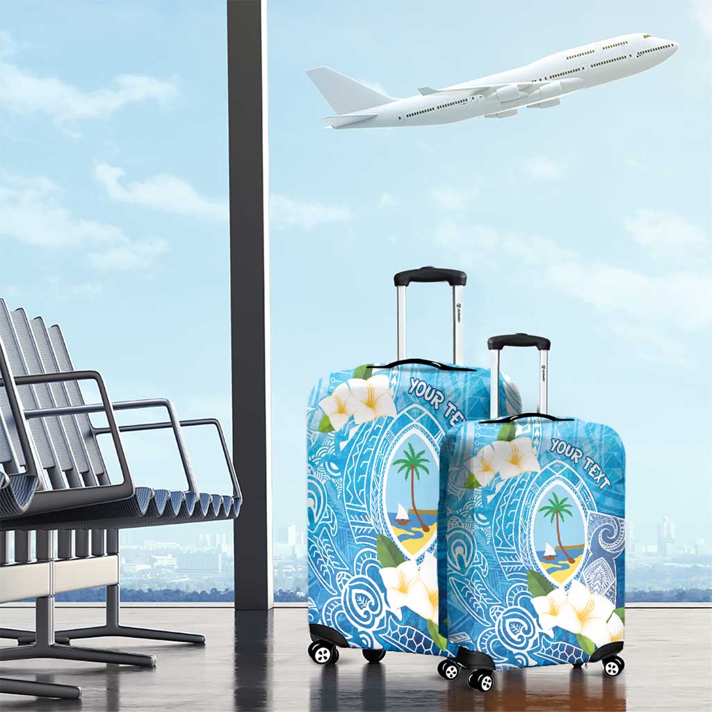 Hafa Adai Guam Chamorro Personalized Luggage Cover Ocean Blue Latte Stone with Guasali - Polynesian Pride