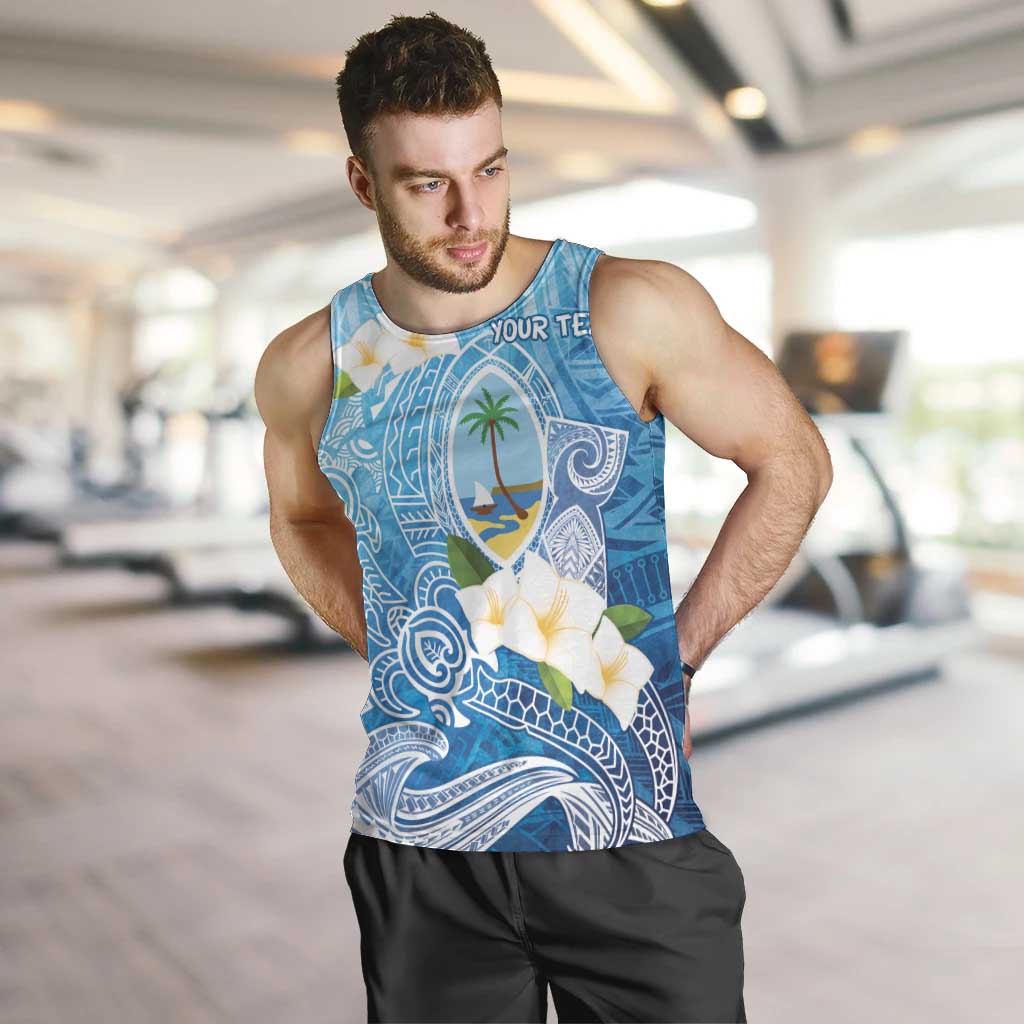 Hafa Adai Guam Chamorro Personalized Men Tank Top Ocean Blue Latte Stone with Guasali - Polynesian Pride