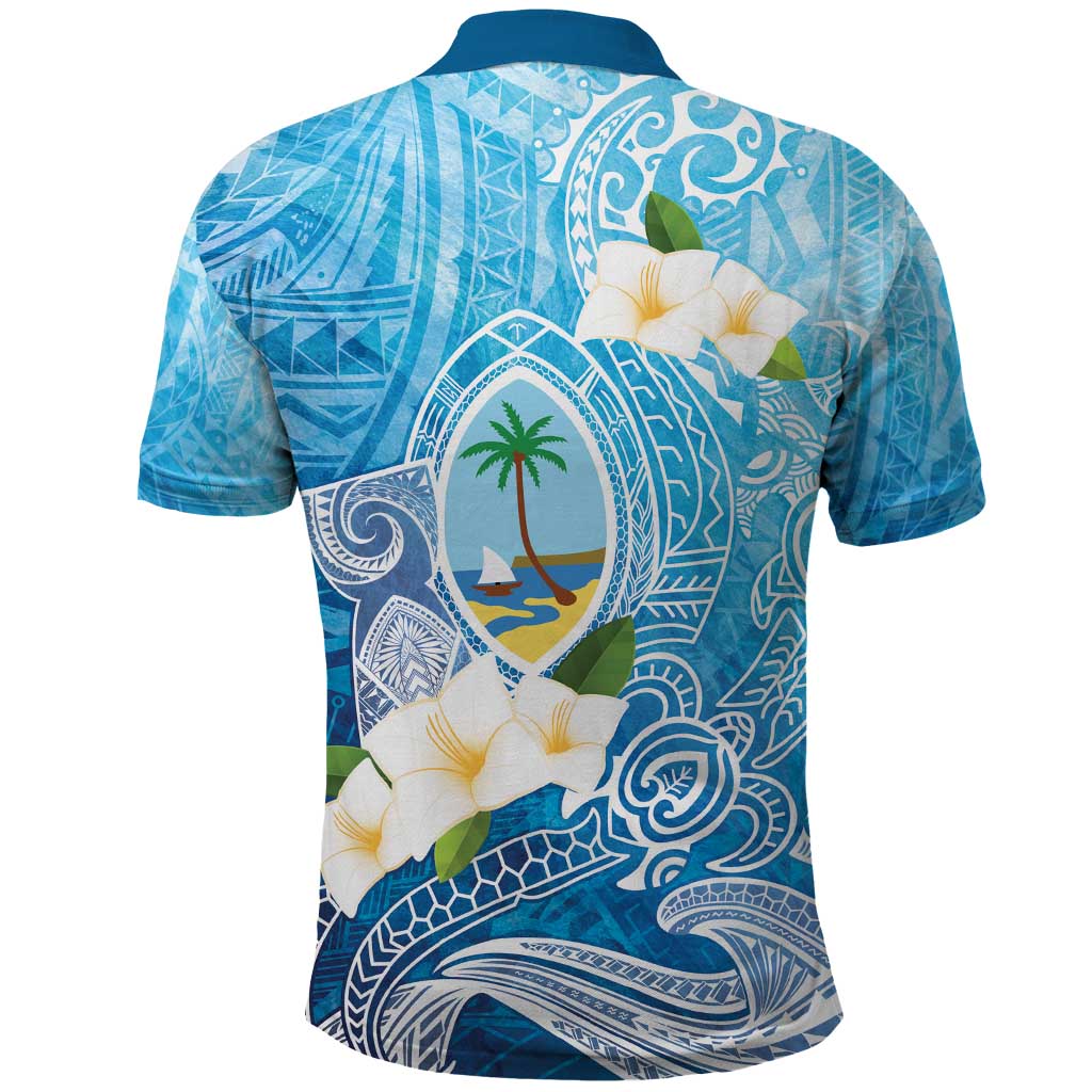 Hafa Adai Guam Chamorro Personalized Polo Shirt Ocean Blue Latte Stone with Guasali - Polynesian Pride
