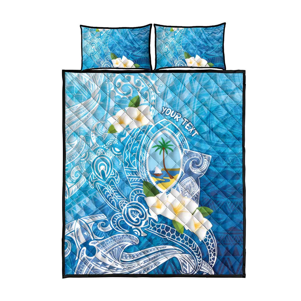 Hafa Adai Guam Chamorro Personalized Quilt Bed Set Ocean Blue Latte Stone with Guasali - Polynesian Pride
