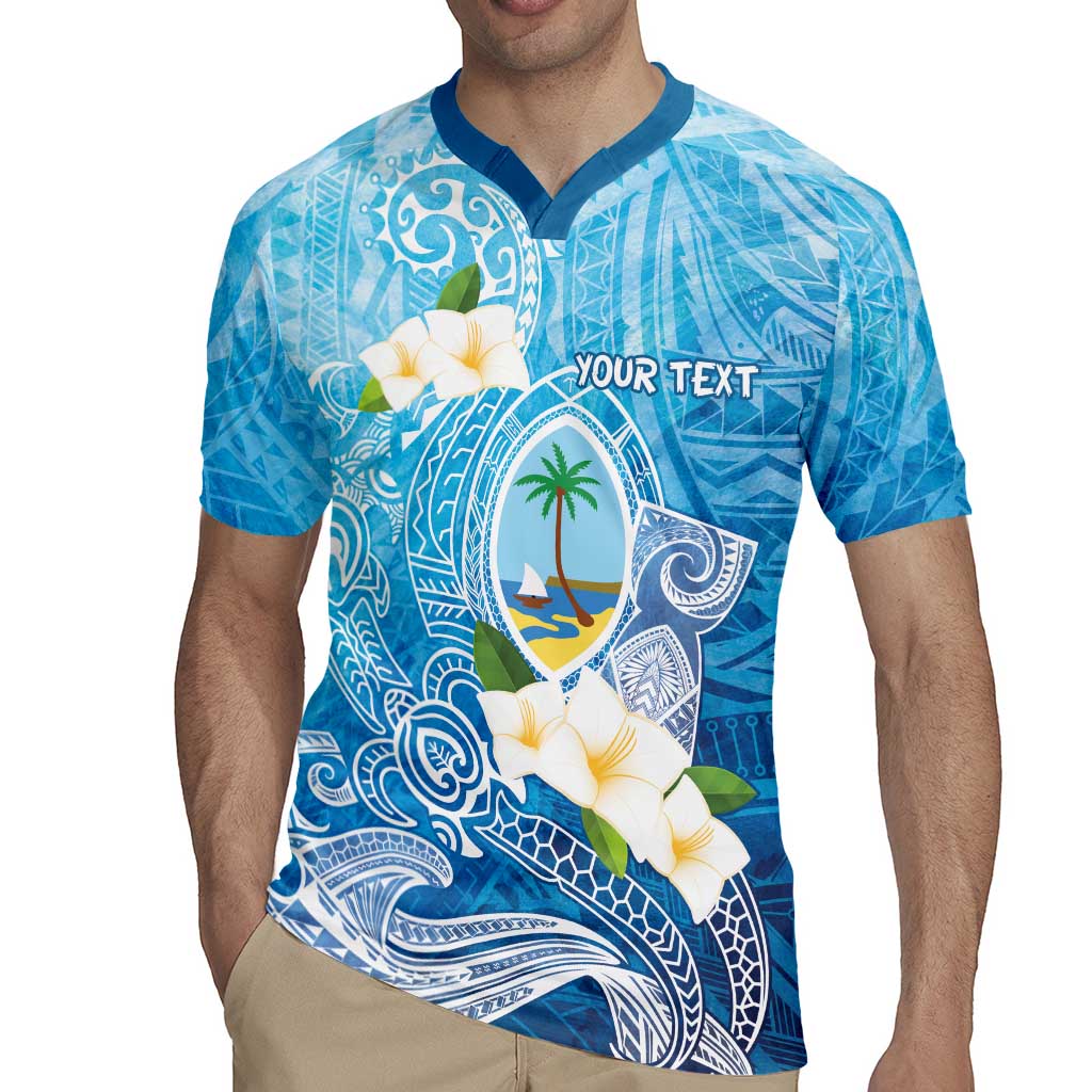 Hafa Adai Guam Chamorro Personalized Rugby Jersey Ocean Blue Latte Stone with Guasali - Polynesian Pride