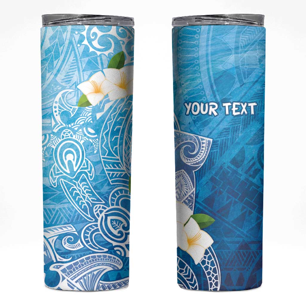 Hafa Adai Guam Chamorro Personalized Skinny Tumbler Ocean Blue Latte Stone with Guasali - Polynesian Pride