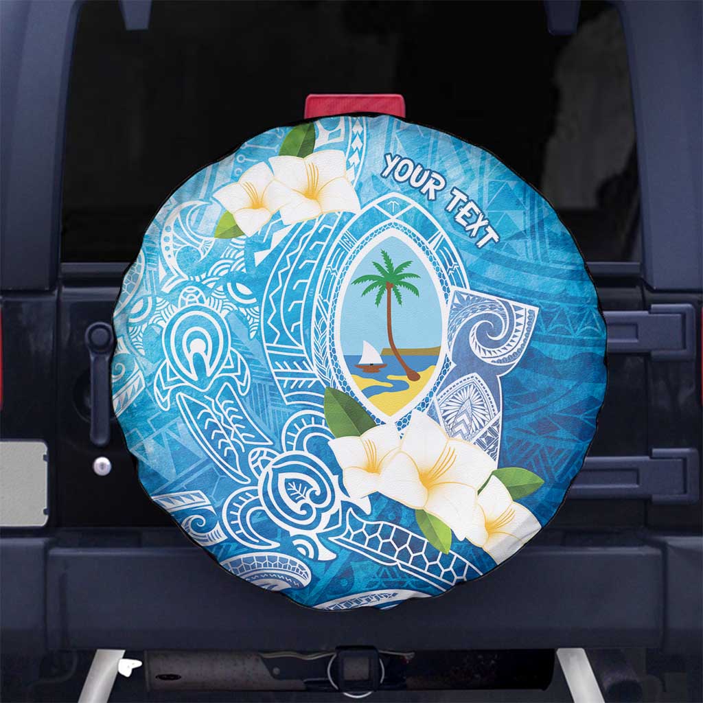 Hafa Adai Guam Chamorro Personalized Spare Tire Cover Ocean Blue Latte Stone with Guasali - Polynesian Pride