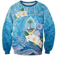 Hafa Adai Guam Chamorro Personalized Sweatshirt Ocean Blue Latte Stone with Guasali - Polynesian Pride