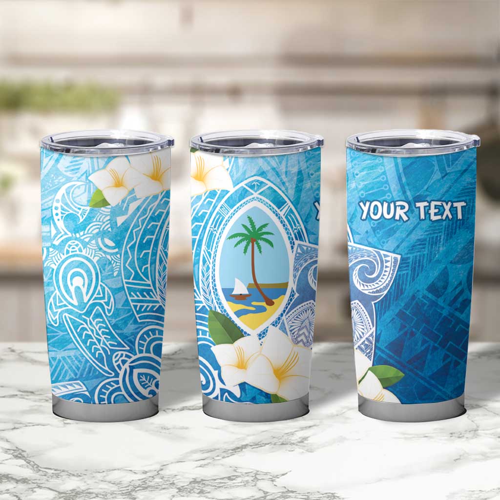 Hafa Adai Guam Chamorro Personalized Tumbler Cup Ocean Blue Latte Stone with Guasali - Polynesian Pride