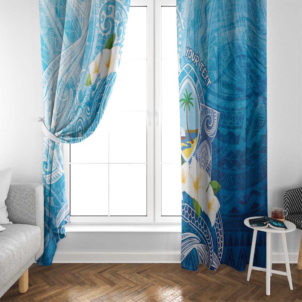 Hafa Adai Guam Chamorro Personalized Window Curtain Ocean Blue Latte Stone with Guasali - Polynesian Pride