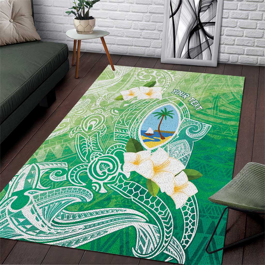 Hafa Adai Guam Chamorro Personalized Area Rug Summer Green Latte Stone with Guasali - Polynesian Pride