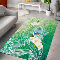 Hafa Adai Guam Chamorro Personalized Area Rug Summer Green Latte Stone with Guasali - Polynesian Pride