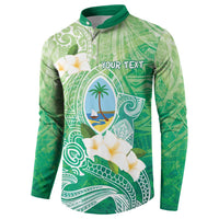 Hafa Adai Guam Chamorro Personalized Button Sweatshirt Summer Green Latte Stone with Guasali - Polynesian Pride