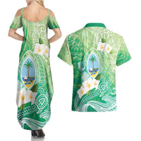 Hafa Adai Guam Chamorro Personalized Couples Matching Summer Maxi Dress and Hawaiian Shirt Summer Green Latte Stone with Guasali - Polynesian Pride