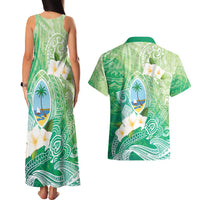 Hafa Adai Guam Chamorro Personalized Couples Matching Tank Maxi Dress and Hawaiian Shirt Summer Green Latte Stone with Guasali - Polynesian Pride