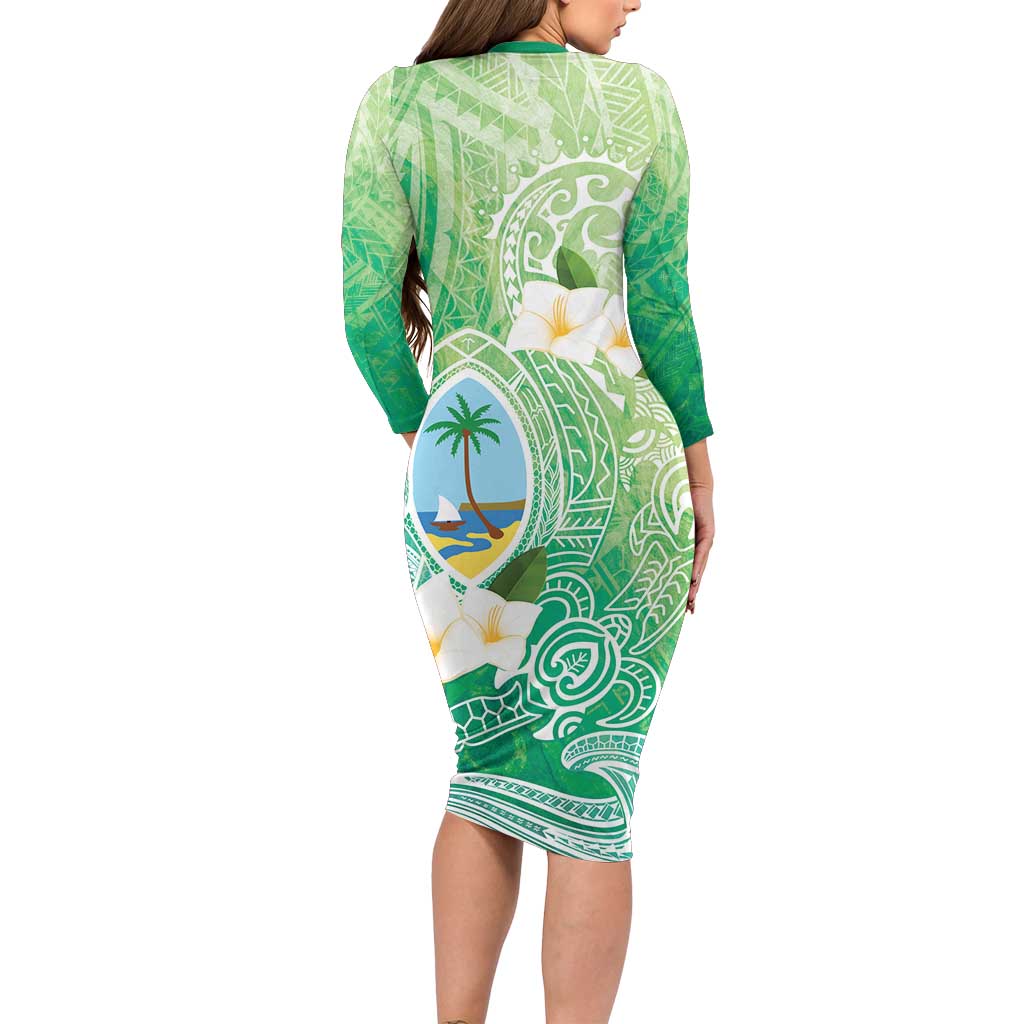 Hafa Adai Guam Chamorro Personalized Family Matching Long Sleeve Bodycon Dress and Hawaiian Shirt Summer Green Latte Stone with Guasali - Polynesian Pride