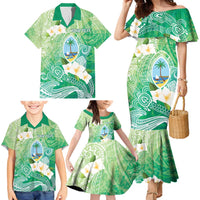 Hafa Adai Guam Chamorro Personalized Family Matching Mermaid Dress and Hawaiian Shirt Summer Green Latte Stone with Guasali - Polynesian Pride
