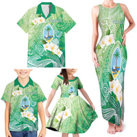 Hafa Adai Guam Chamorro Personalized Family Matching Tank Maxi Dress and Hawaiian Shirt Summer Green Latte Stone with Guasali - Polynesian Pride
