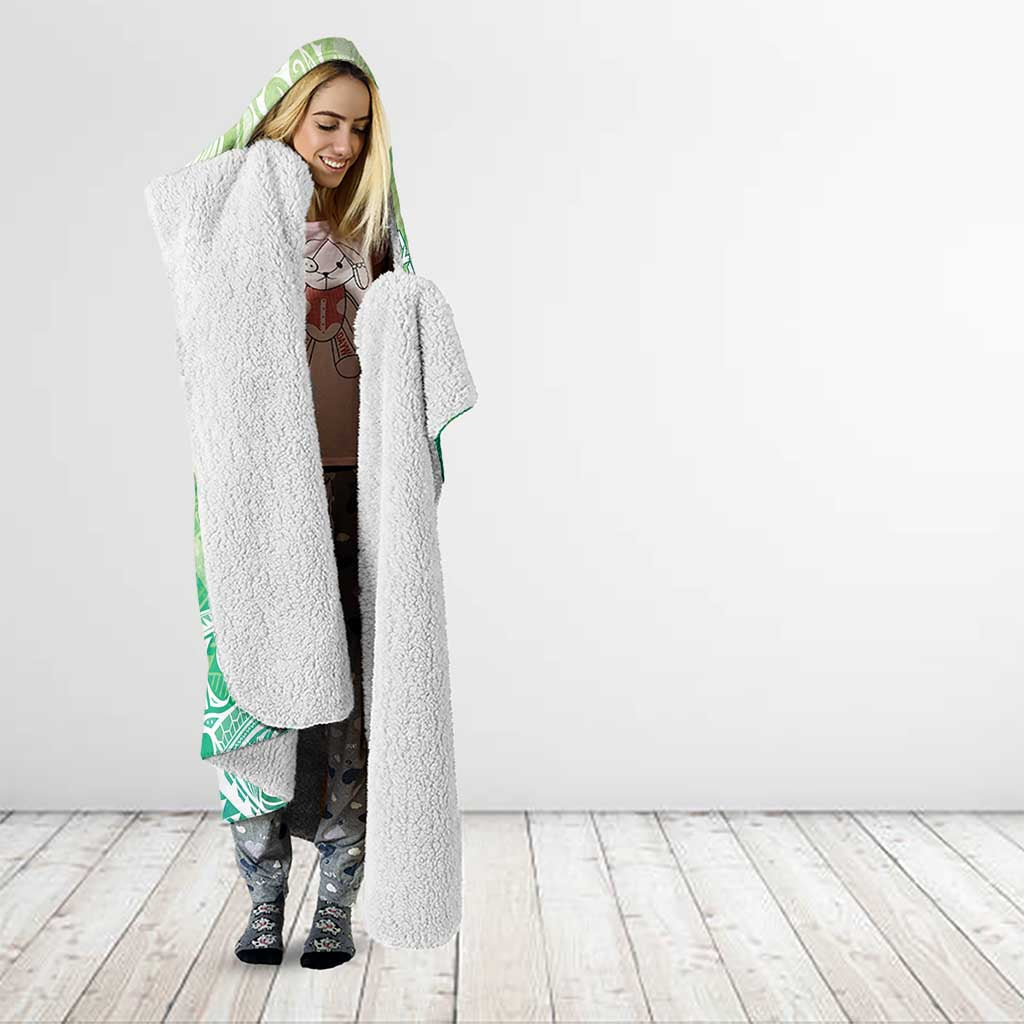 Hafa Adai Guam Chamorro Personalized Hooded Blanket Summer Green Latte Stone with Guasali - Polynesian Pride