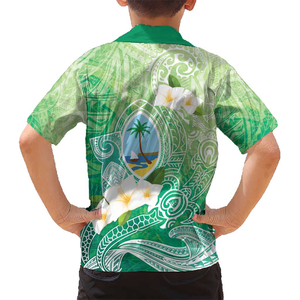 Hafa Adai Guam Chamorro Personalized Kid Hawaiian Shirt Summer Green Latte Stone with Guasali - Polynesian Pride