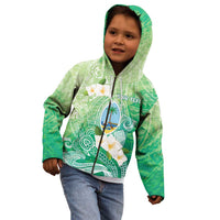 Hafa Adai Guam Chamorro Personalized Kid Hoodie Summer Green Latte Stone with Guasali - Polynesian Pride