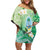 Hafa Adai Guam Chamorro Personalized Off Shoulder Short Dress Summer Green Latte Stone with Guasali - Polynesian Pride