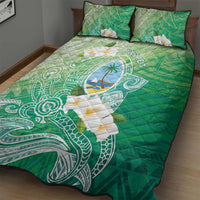 Hafa Adai Guam Chamorro Personalized Quilt Bed Set Summer Green Latte Stone with Guasali - Polynesian Pride