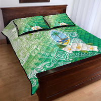 Hafa Adai Guam Chamorro Personalized Quilt Bed Set Summer Green Latte Stone with Guasali - Polynesian Pride