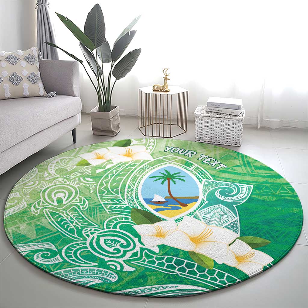 Hafa Adai Guam Chamorro Personalized Round Carpet Summer Green Latte Stone with Guasali - Polynesian Pride