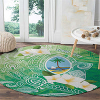 Hafa Adai Guam Chamorro Personalized Round Carpet Summer Green Latte Stone with Guasali - Polynesian Pride