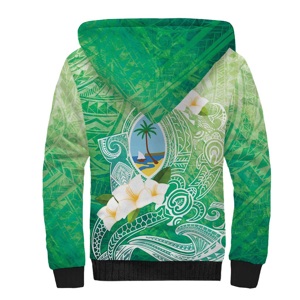 Hafa Adai Guam Chamorro Personalized Sherpa Hoodie Summer Green Latte Stone with Guasali - Polynesian Pride
